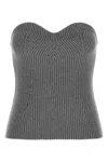 Jil Sander Strapless Ribbed Wool-blend Bustier Top In Gray