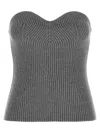 Jil Sander Strapless Ribbed Wool-blend Bustier Top In Gray