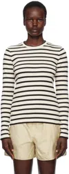 Jil Sander Striped Ribbed Cotton T-shirt In 080 Bluejay