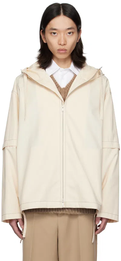 Jil Sander Off-white Contrast Stitch Jacket In 278 Raw Cotton