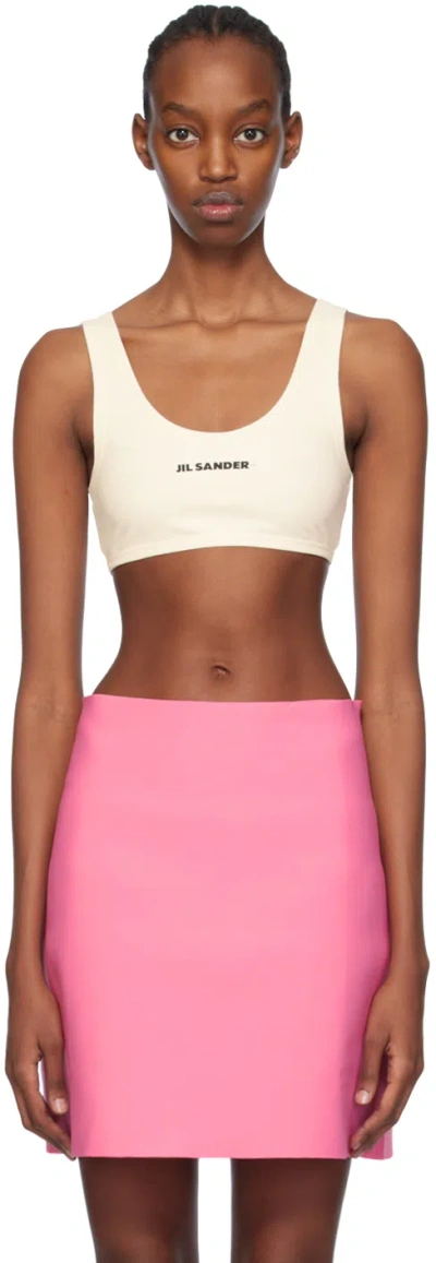 Jil Sander Off-white Cropped Tank Top In 104 Coconut