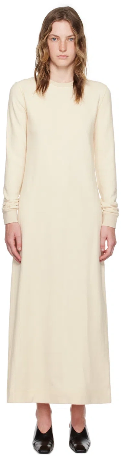 Jil Sander Off-white Embroidered Maxi Dress In 106 Eggshell