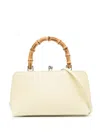Jil Sander Goji Bamboo Mini Leather Tote Bag In White