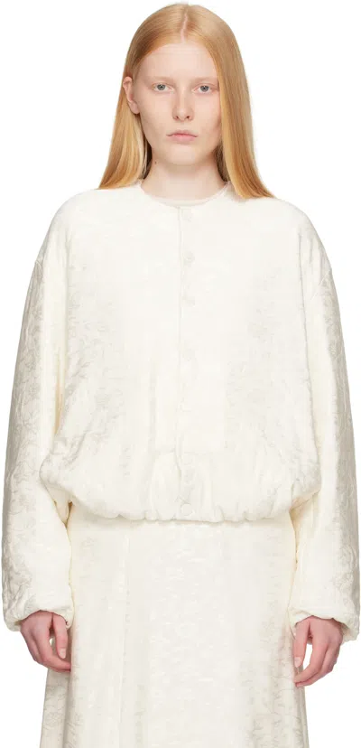 Jil Sander Off-white Jacquard Bomber Jacket