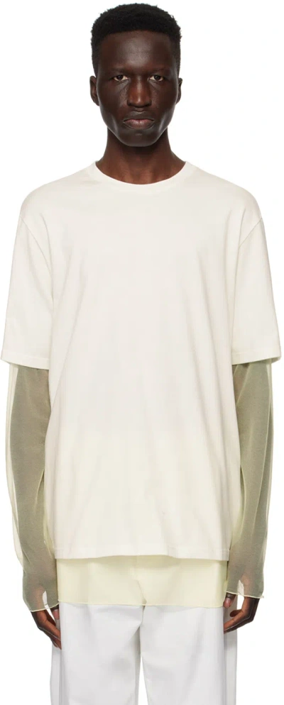 Jil Sander Off-white Layered Long Sleeve T-shirt In 745 Pistacchio Cream
