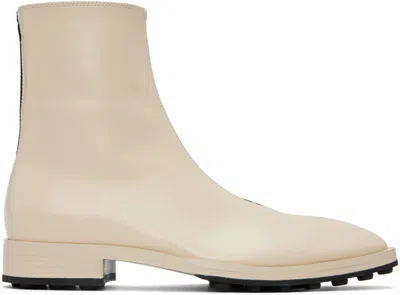Jil Sander Off-white Leather Ankle Boots In 110 Willow