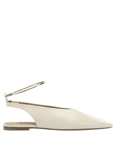 JIL SANDER WOMEN OFF WHITE LEATHER BALLET FLATS, 6.5 LUXURY PUMPS & HEELS FOR WOMEN DARVEYS