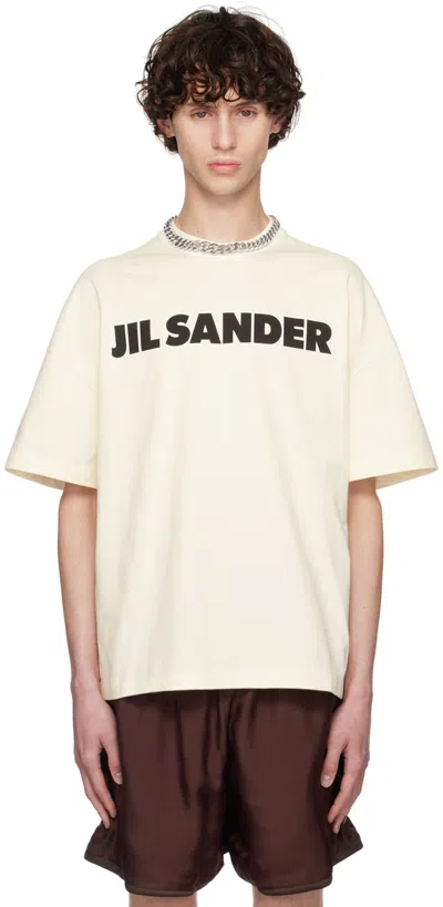 Jil Sander Off-white Logo Printed T-shirt In 102 Porcelain