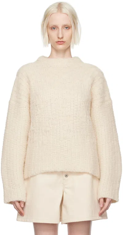 JIL SANDER OFF-WHITE MOCK NECK SWEATER