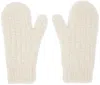 Jil Sander Off-white Mohair & Alpaca Mittens In 105 Chalk