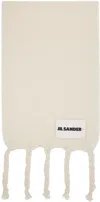 Jil Sander Logo-patch Chunky-knit Scarf In 100 White