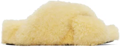 Jil Sander Shearling Sandal With 3 Cm Leather-covered Sole In Yellow