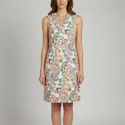 Pre-owned Jil Sander Off White Paisley Print Cotton Sleeveless Knee-length Dress L