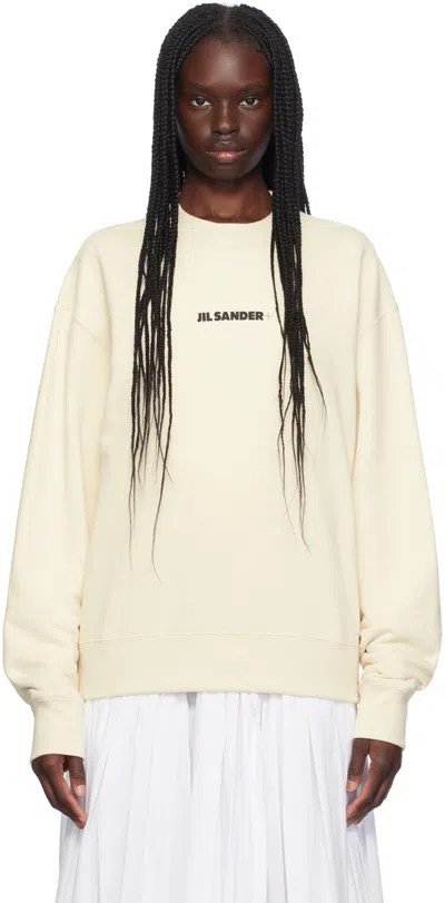 Jil Sander Off-white Printed Logo Sweatshirt In 279 Dune