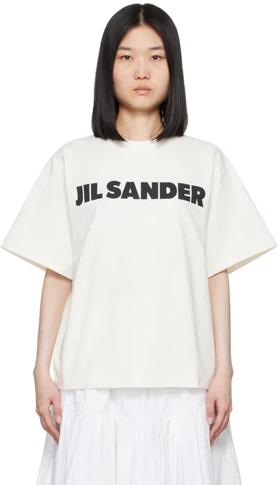 Jil Sander Off-white Printed Logo T-shirt In 102 Porcelain
