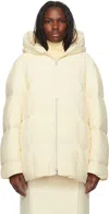 Jil Sander Cream Quilted Hooded Shell Coat In Neutral