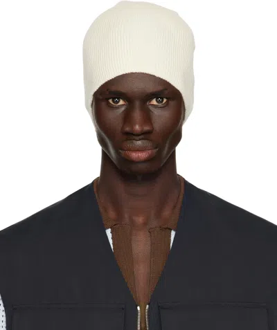 Jil Sander Off-white Rib-knit Beanie In 107 Cloud