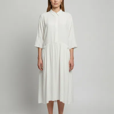 Pre-owned Jil Sander Off White Silk Blend Midi Skirt M