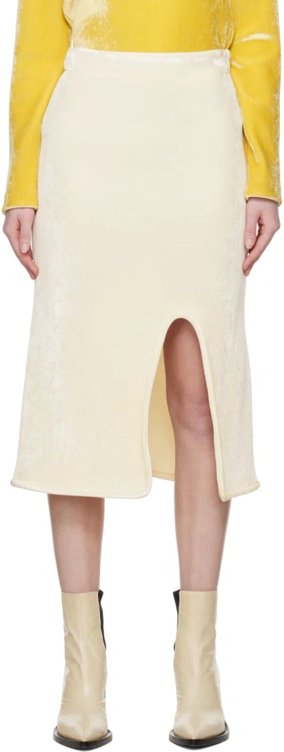 Jil Sander Off-white Slit Midi Skirt In 106 Off White