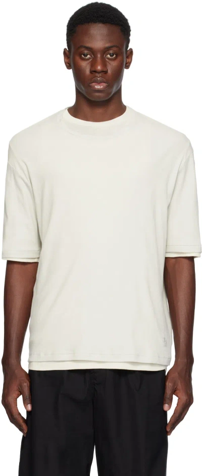 Jil Sander Off-white Embroidered T-shirt In 961 Polar