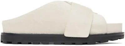 Jil Sander Off-white Velcro Sandals In 102 Porcelain