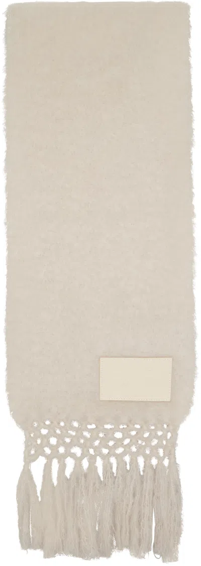 Jil Sander Off-white Wool Blend Scarf In Neutral