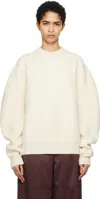 Jil Sander Baloon Sleeve Fisherman Sweater In 105 Chalk