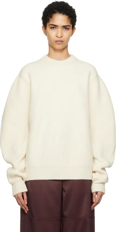 JIL SANDER OFF-WHITE WOOL SWEATER
