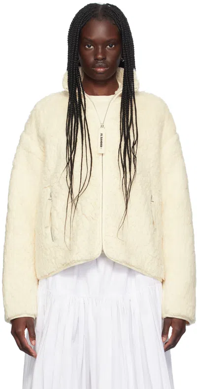 Jil Sander Off-white Zip Jacket In 106 Eggshell