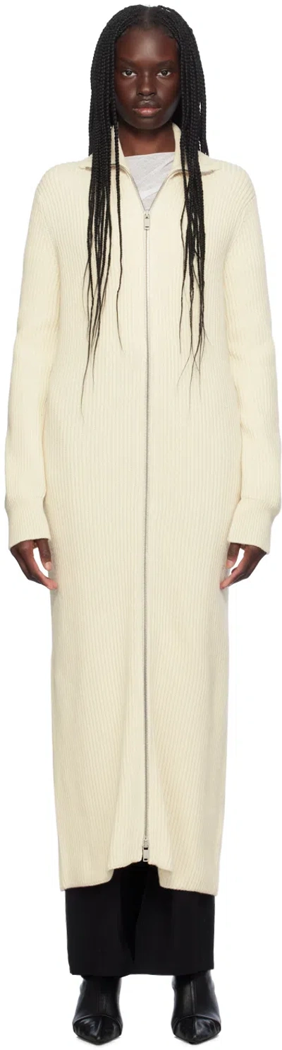 JIL SANDER OFF-WHITE ZIP-UP CARDIGAN