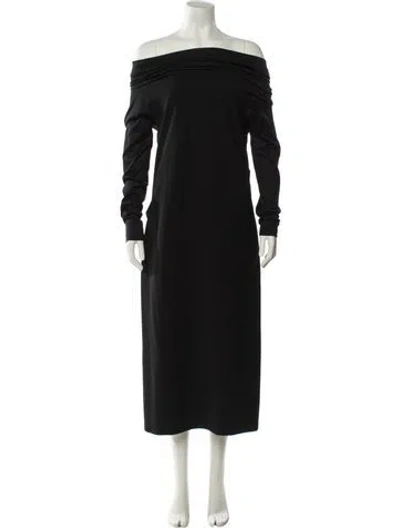 Pre-owned Jil Sander Off-the-shoulder Midi Length Dress In Black