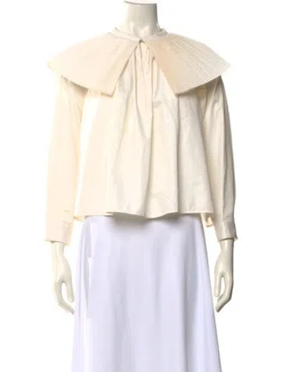 Pre-owned Jil Sander Off-the-shoulder Three-quarter Sleeve Blouse In Neutral