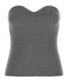 Jil Sander Strapless Ribbed Wool-blend Bustier Top In Gray