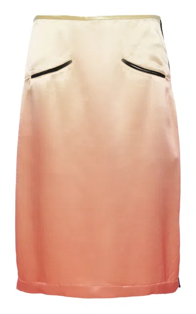 Jil Sander Ombré Satin Midi Skirt In Multi