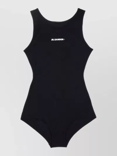 Jil Sander One Piece Swimsuit Scoop Neck Cut Out In Black