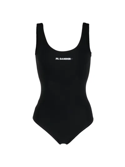 Jil Sander One Piece Swimsuit With Logo In Black