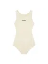 Jil Sander Logo Printed One-piece Swimsuit In Neutral