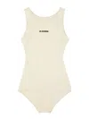 Jil Sander Logo Printed One-piece Swimsuit In White