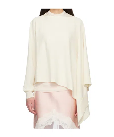Jil Sander One-sleeve Cape Knitwear In White