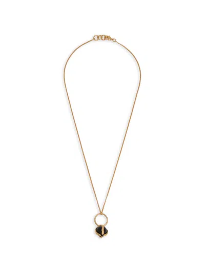 Jil Sander Onyx-pendant Necklace In Gold