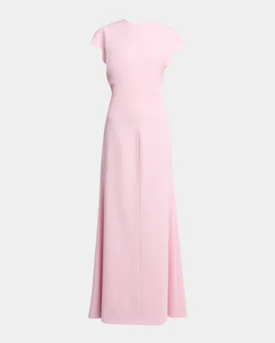 Jil Sander Open Back Short-sleeve Long Wool Dress In Pink