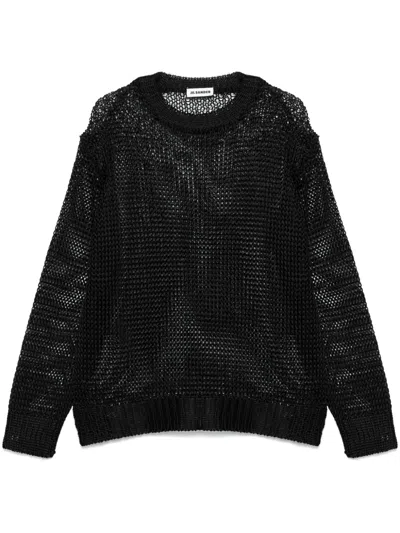Jil Sander Open-knit Sweater In Black
