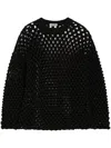 Jil Sander Open Knit Sweater In Black