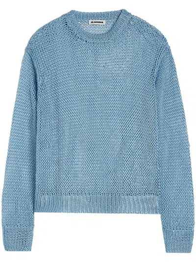 Jil Sander Open-knit Sweater In Blue