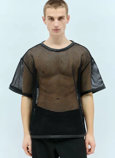 Jil Sander Open Knit T-shirt In Black