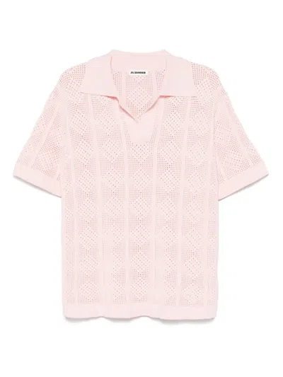 Jil Sander Open-knit T-shirt In Pink