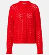 Jil Sander Open-knit Wool Cardigan In Red