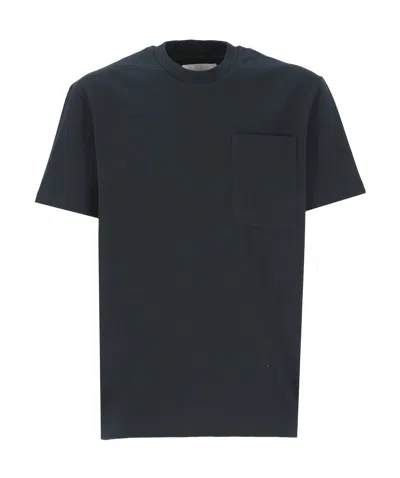 Jil Sander Open-necked Black Shirt In Blue