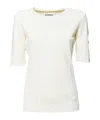 Jil Sander Open-necked Black Shirt In White