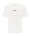 Jil Sander White T-shirt With Short Sleeves And Contrasting Logo Print In Cotton Man In White
